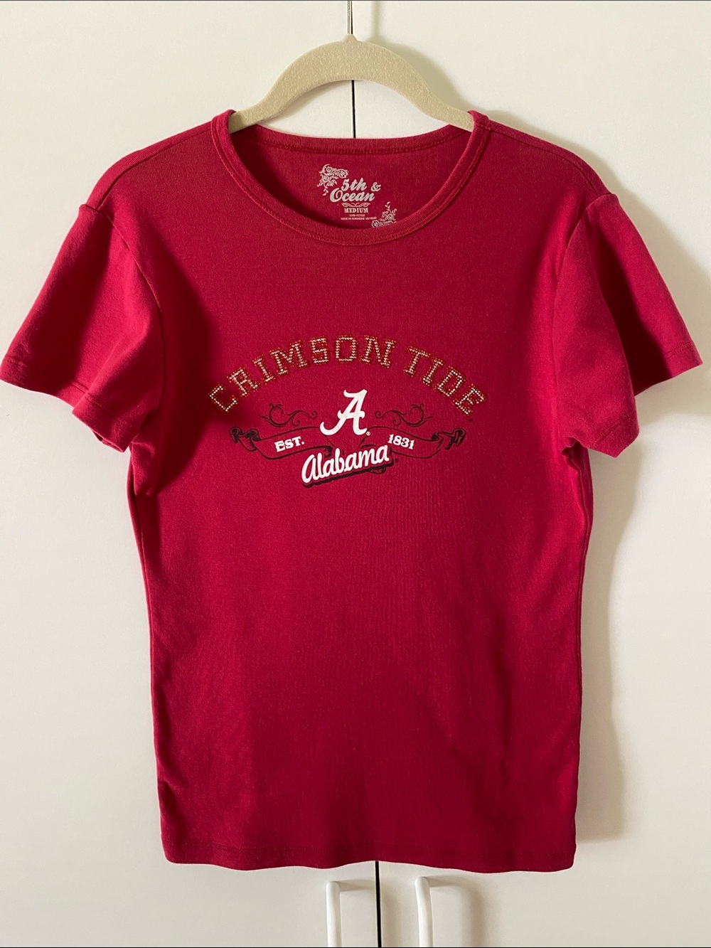5th & Ocean Crimson Tide Red Short Sleeve Tee - Size M